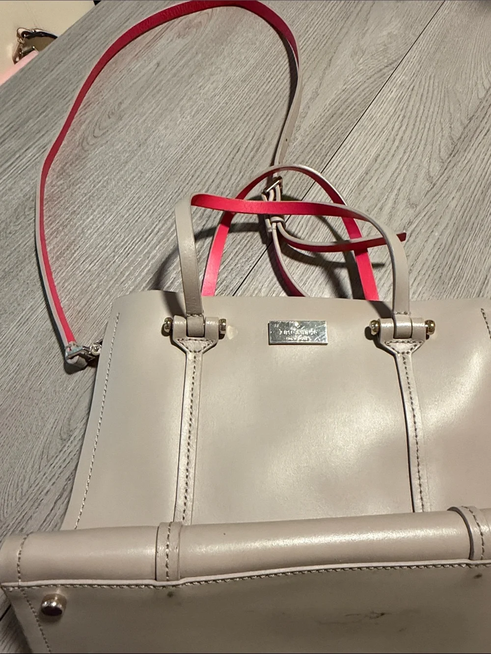 kate spade Beige Satchel with Pink Strap